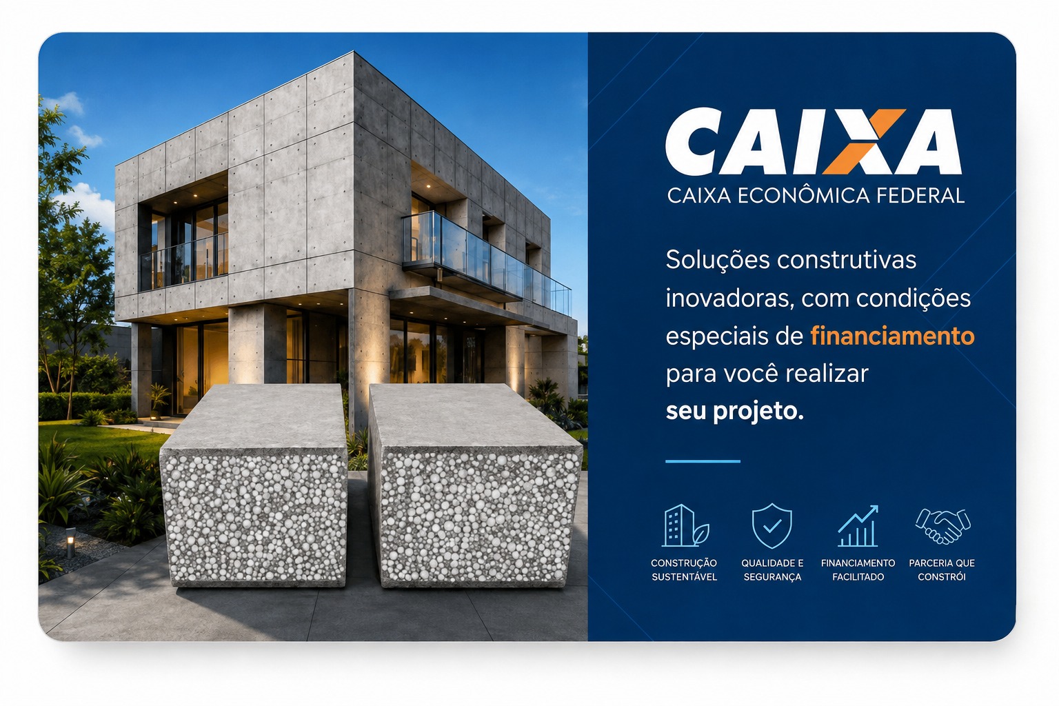 Construção financiada pela Caixa Econômica Federal com painéis Beta Tecnologia